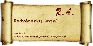 Radvánszky Antal névjegykártya